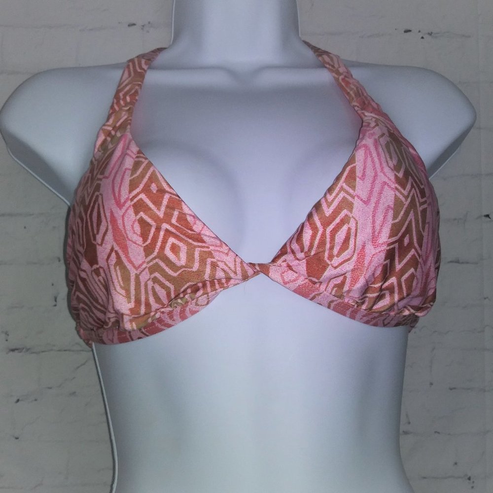 Hurley Triangle Bikini Top Pink & Olive Size: M